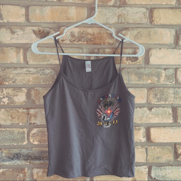 American Vintage Tops - ★ USA MOTORCYCLE CROP TANK TOP